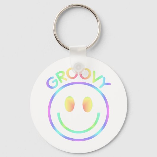 レトロGroovy Rainbow Keychain for Hippies キーホルダー (正面)