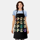 レトロGroovy SPED先生新学期SPED Gro エプロン (着用した状態)