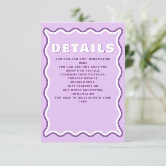 レトロGroovy Squiggle波曲線パープル結婚ズ エンクロージャーカード (スタンド正面)