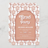 レトロgroovy terracotta花70s卒業 招待状 (正面/裏面)