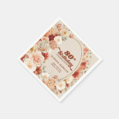 レトロgroovy terracotta赤面セージ80th誕生日 スタンダードカクテルナプキン (角)