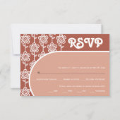 レトロgroovy terracotta 70s結婚式RSVP 出欠カード (正面)