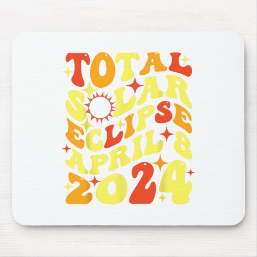 レトロGroovy Total 太陽の Eclipse 2024年4月8日 マウスパッド (正面)