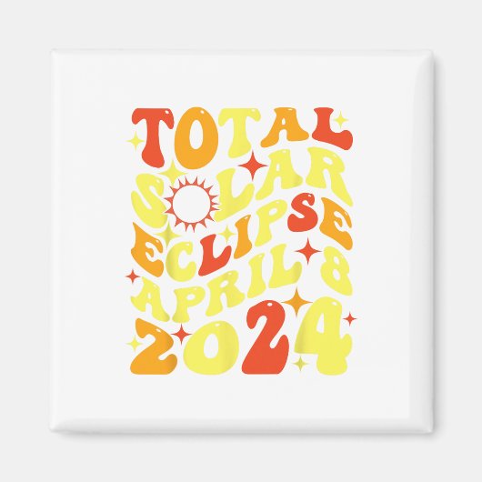 レトロGroovy Total 太陽の Eclipse 2024年4月8日 マグネット (正面)