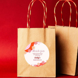 レトロGroovy Valentineありがとう誕生日パーティー ラウンドシール