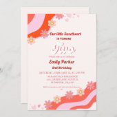 レトロGroovy Valentine Sweetheart 2nd誕生日 招待状 (正面/裏面)