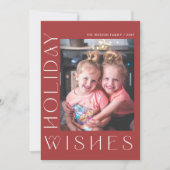レトロGroovy Wishesタイポグラフィ写真 シーズンカード (正面)