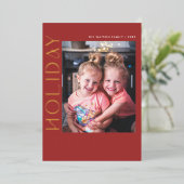 レトロGroovy Wishesタイポグラフィ写真 箔シーズンカード (立ち正面)