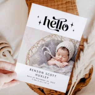レトロHello Birth Announcement Card 案内状