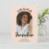 レトロHello Graduate 2025ピーチスクリプトアーチフォト 招待状 (スタンド正面)