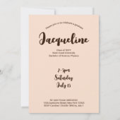 レトロHello Graduate 2025ピーチスクリプトアーチフォト 招待状 (裏面)