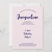 レトロHello Graduate 2025紫色のスクリプトアーチ写真 招待状 (裏面)