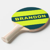 レトロHI VIS黄色はっきりした三ストライプつの名前 卓球ラケット (正面アングル)