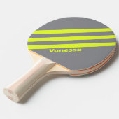 レトロHI VIS 3つの名前ストライプ付き 卓球ラケット (正面アングル)