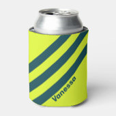 レトロHI VIS Yellow ストライプ Three Options with Name 缶クーラー (缶正面)