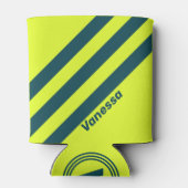 レトロHI VIS Yellow ストライプ Three Options with Name 缶クーラー (裏面)