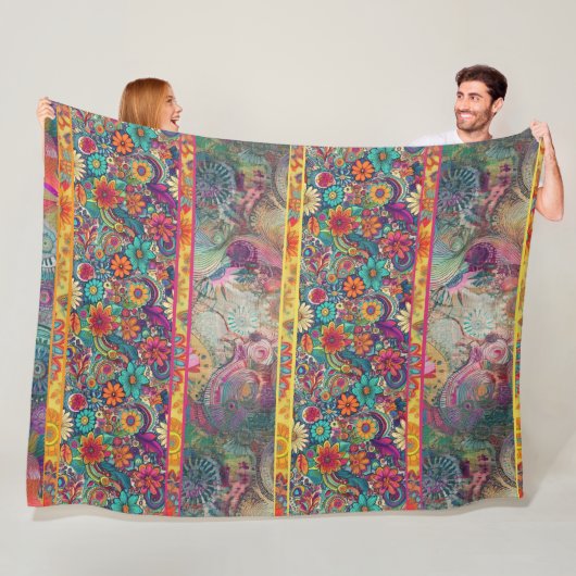 レトロHippie:フローラファンタジー フリースブランケット (インサイチュ)