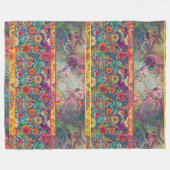 レトロHippie:フローラファンタジー フリースブランケット (正面(横))