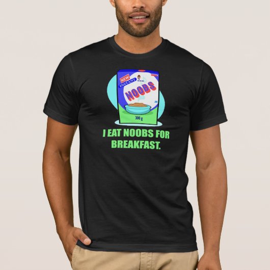 レトロIは朝食のTシャツのためのNoobsを食べます Tシャツ (正面)
