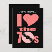 レトロIラブザ70s70年代のパーティービニールレコード 招待状 (正面/裏面)