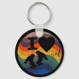 レトロIラブローラスケートで滑るルック動揺してー キーホルダー