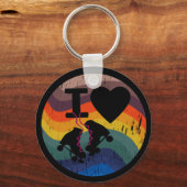 レトロIラブローラスケートで滑るルック動揺してー キーホルダー (正面)