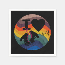 レトロIラブローラスケートで滑るルック動揺してー スタンダードカクテルナプキン