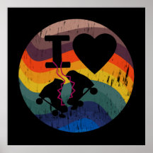 レトロIラブローラスケートで滑るルック動揺してー