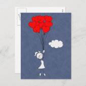 レトロI愛バレンタインデーのハート シーズンポストカード (正面/裏面)