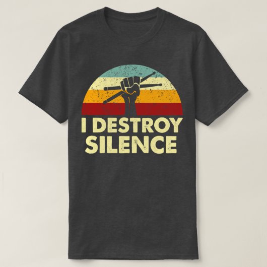 レトロI無音ドラムを破壊 Tシャツ (デザイン正面)
