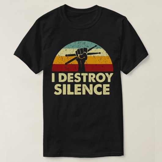 レトロI無音ドラムを破壊 Tシャツ (デザイン正面)