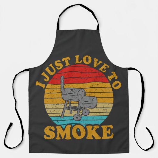 レトロI Just Love To Smoke BBQ Grill T-Shirt エプロン (正面)