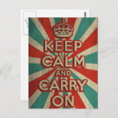 レトロKeep Calm and Carry On ポストカード (正面/裏面)