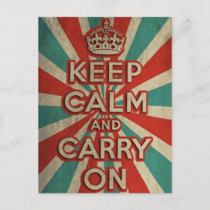 レトロKeep Calm and Carry On ポストカード