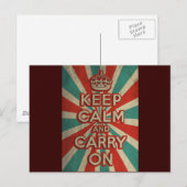 レトロKeep Calm and Carry On ポストカード (正面/裏面)