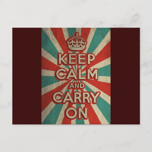 レトロKeep Calm and Carry On ポストカード (正面)