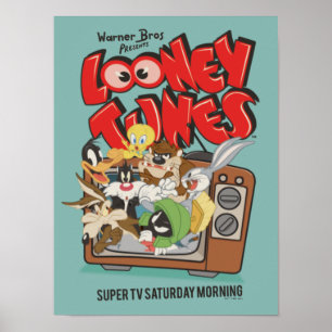 レトロLOONEY TUNES™テレビからのバースト ポスター