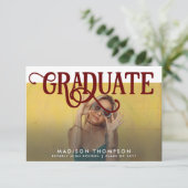 レトロMaroon Photo Virtual Graduation for Girls 招待状 (スタンド正面)