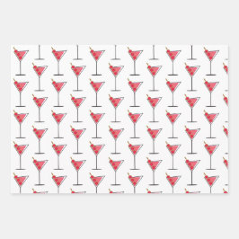 レトロMartinis 3つの方法ラッピング紙セット3 ラッピングペーパーシート