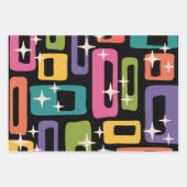 レトロMCM抽象芸術原子年齢パターン ラッピングペーパーシート (正面3)