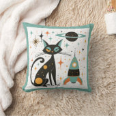 レトロMCM黒猫の宇宙船プラネットスター クッション (ブランケット)