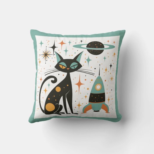 レトロMCM黒猫の宇宙船プラネットスター クッション (裏面)
