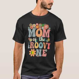 レトロMom of Groovy One Matching Family 1番目の誕生日 Tシャツ