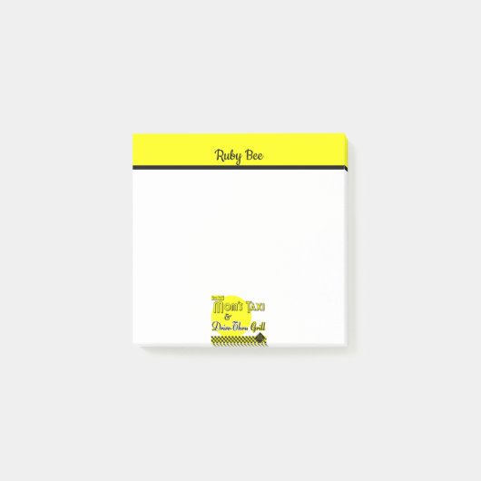 レトロmomsタクシーとドライブスルーグリル編集可能 ポストイット (正面)