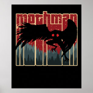 レトロMothman カッコいいヴィンテージ暗号文Origi ポスター
