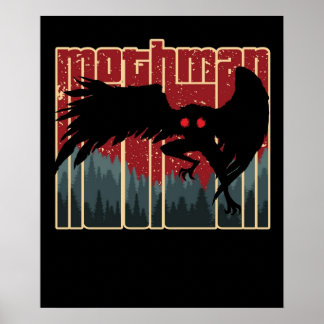 レトロMothman カッコいいヴィンテージ暗号文Origi ポスター