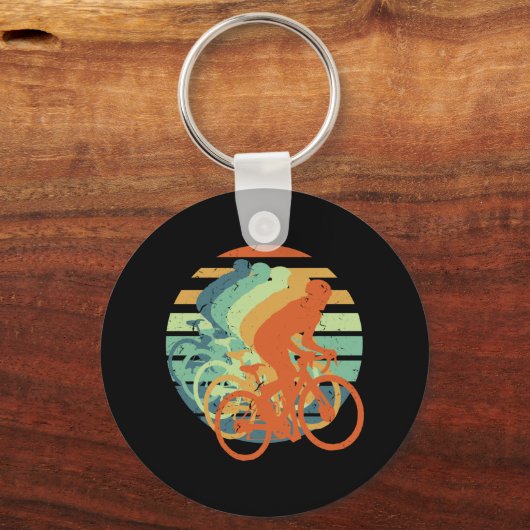 レトロMTBダートバイクもしくは自転車に乗る人BMX自転車レーサーサイクリストファン キーホルダー (正面)