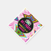 レトロNeon 80s誕生日-ヴィンテージカセットデザイン スタンダードカクテルナプキン (角)