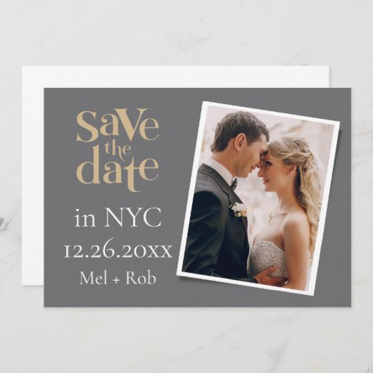 レトロNYC写真Save日付カード 招待状 (正面/裏面)