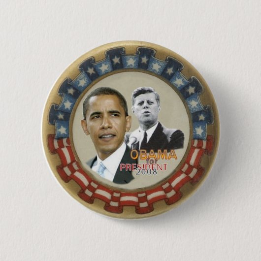 レトロObama/JFKボタン 缶バッジ (正面)